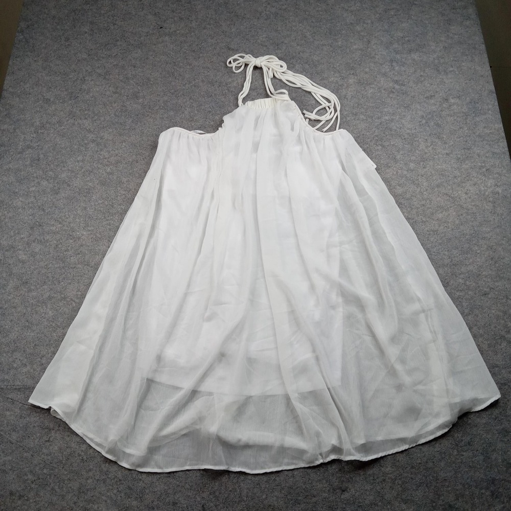Charlotte Russe Dress Womens Medium White Halter Sundress Lined Polyester Summer